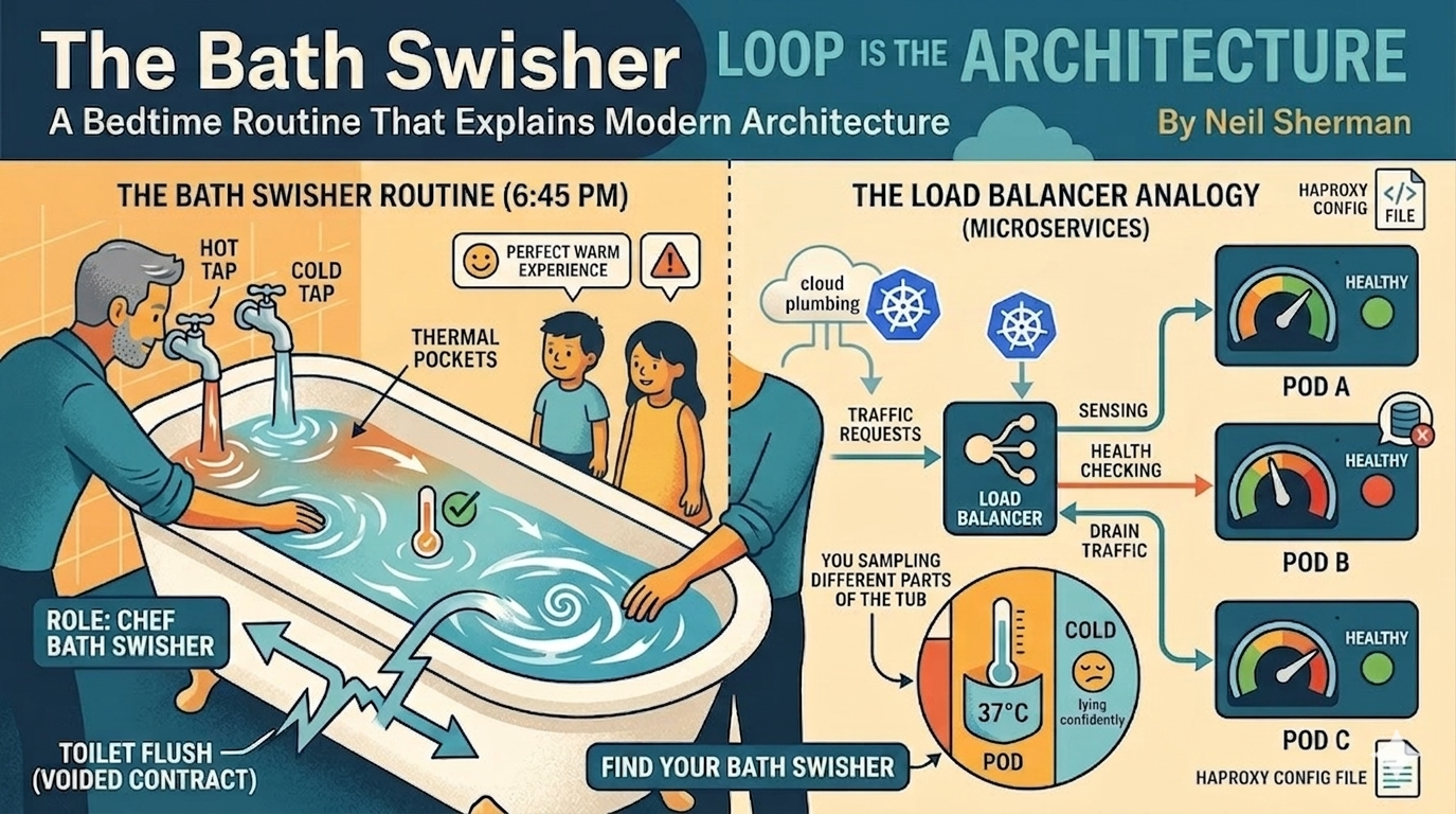 The Bath Swisher — a bedtime routine that explains modern architecture